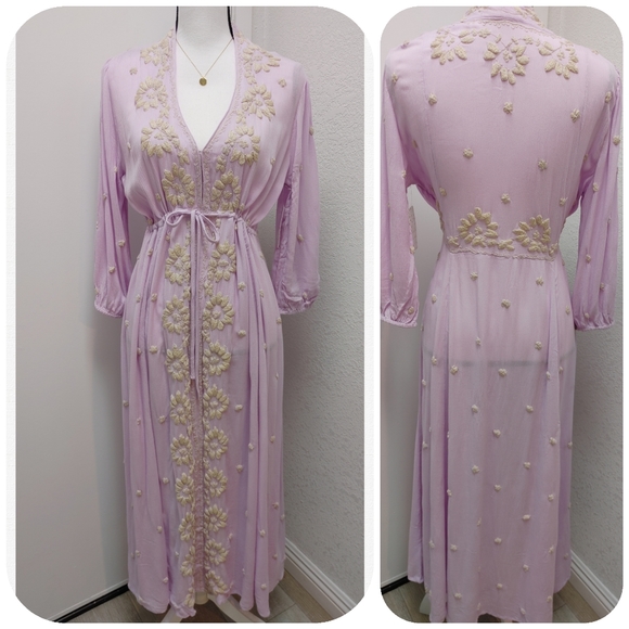Free People Lilac Blossom Embroidered Dress Size S - Picture 2 of 13
